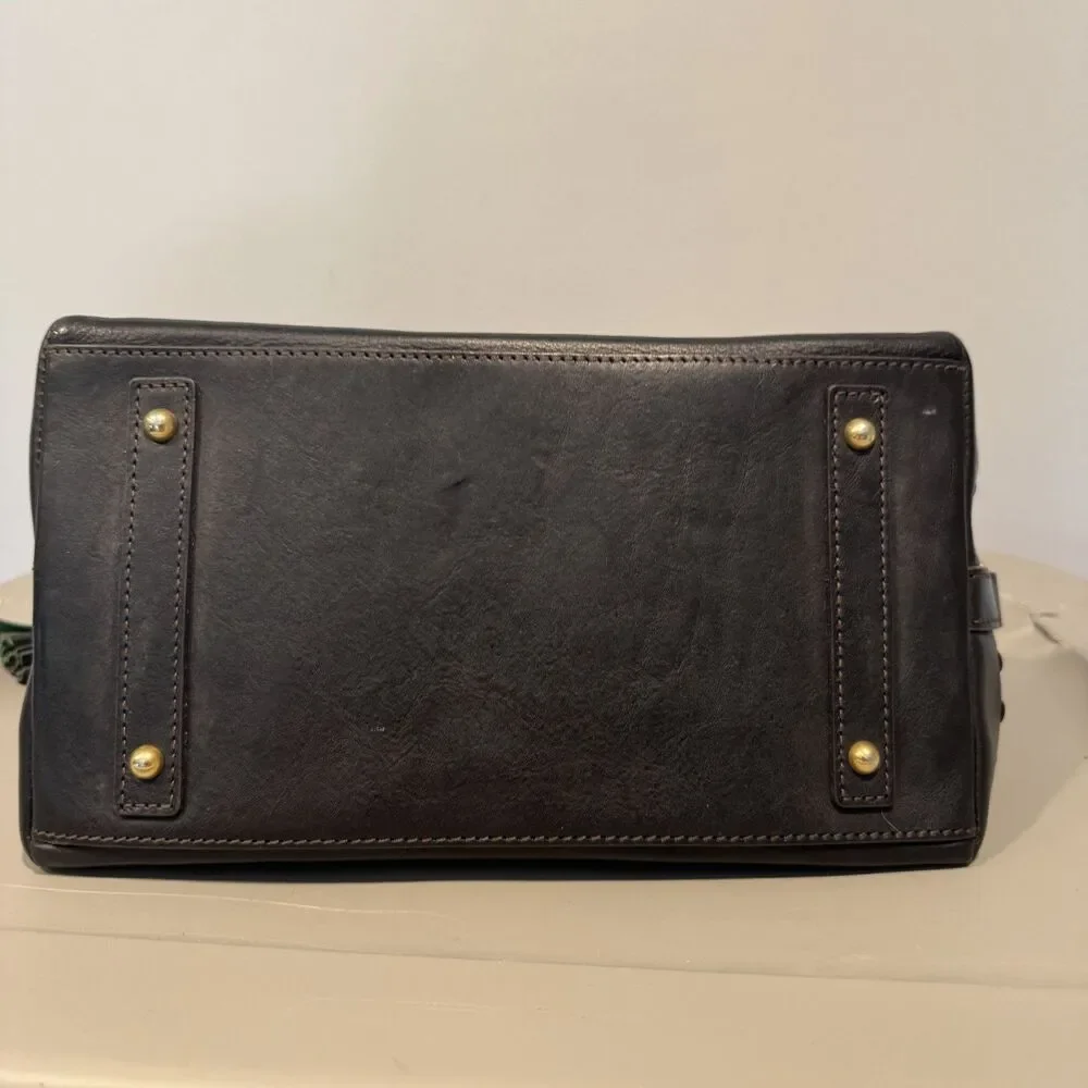 Dooney & Bourke Florentine Satchel Front Pocket Black Leather Handbag Purse
